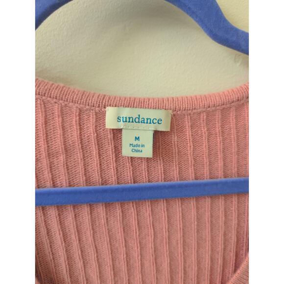 Sundance Crochet Sleeve Wool Blend Ribbed Sweater Size M - Picture 2 of 4